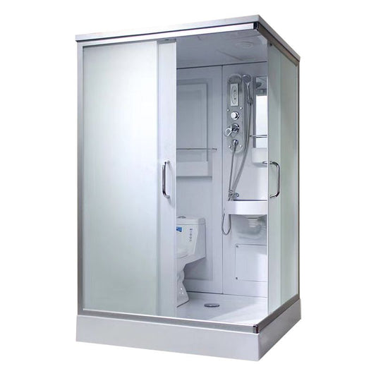 Double Sliding Rectangle Shower Kit White Frosted Shower Stall Clearhalo 'Bathroom Remodel & Bathroom Fixtures' 'Home Improvement' 'home_improvement' 'home_improvement_shower_stalls_enclosures' 'Shower Stalls & Enclosures' 'shower_stalls_enclosures' 'Showers & Bathtubs' 1200x1200_f74258b2-792e-43b9-b60c-9505821851da