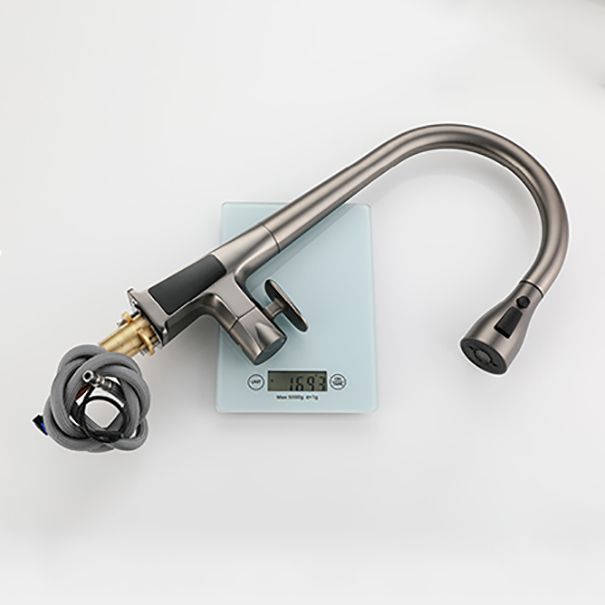 Modern Style Kitchen Faucet Gooseneck Copper Knob Handle Kitchen Faucet Clearhalo 'Home Improvement' 'home_improvement' 'home_improvement_kitchen_faucets' 'Kitchen Faucets' 'Kitchen Remodel & Kitchen Fixtures' 'Kitchen Sinks & Faucet Components' 'kitchen_faucets' 1200x1200_f7c65dc9-f510-4b9a-aa43-49b3aea6561d