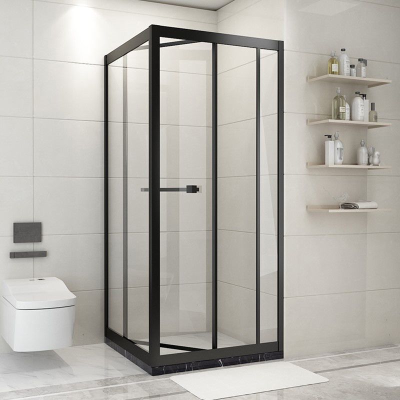 Shower Enclosure Black Hinged Corner Square Clear Shower Stall Clearhalo 'Bathroom Remodel & Bathroom Fixtures' 'Home Improvement' 'home_improvement' 'home_improvement_shower_stalls_enclosures' 'Shower Stalls & Enclosures' 'shower_stalls_enclosures' 'Showers & Bathtubs' 1200x1200_f7d0ced3-bf03-4d6d-9020-242b3f620ad4