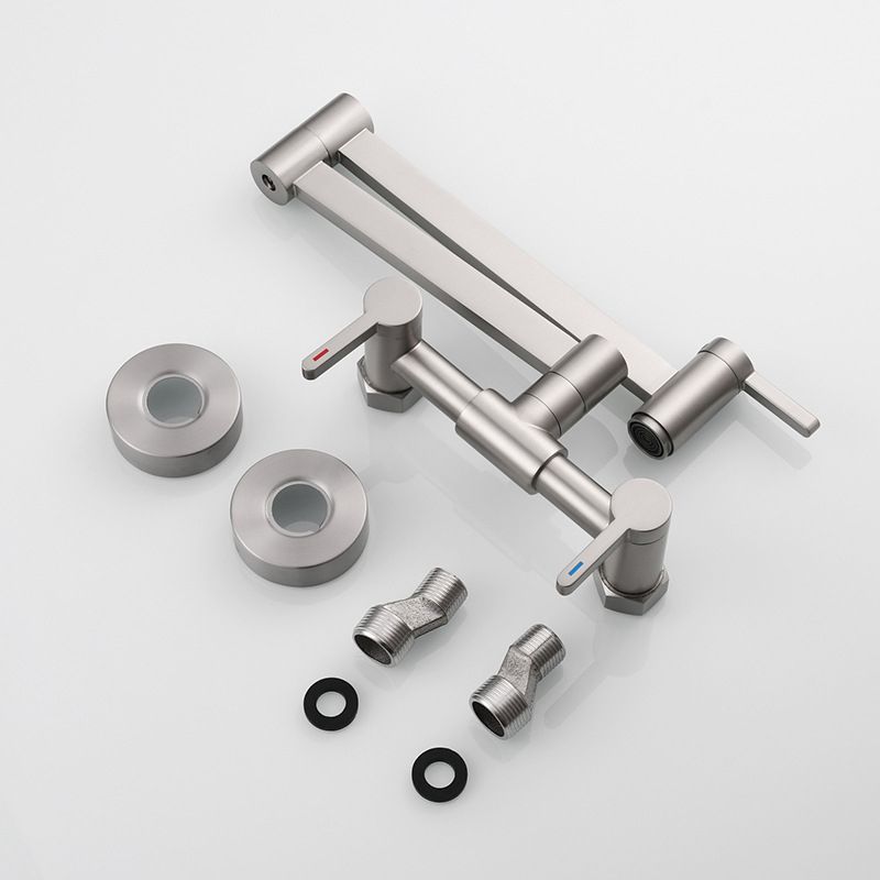 Modern Pull Down 2-Handle Pot Filler Low Profile Wall-mounted Faucet Clearhalo 'Home Improvement' 'home_improvement' 'home_improvement_kitchen_faucets' 'Kitchen Faucets' 'Kitchen Remodel & Kitchen Fixtures' 'Kitchen Sinks & Faucet Components' 'kitchen_faucets' 1200x1200_f7dec0a4-3be0-4a8e-9381-4ba072539013