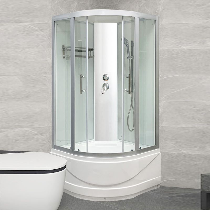 Round Tub & Shower Kit Double Sliding Tempered Glass Tub & Shower Kit Clearhalo 'Bathroom Remodel & Bathroom Fixtures' 'Home Improvement' 'home_improvement' 'home_improvement_shower_stalls_enclosures' 'Shower Stalls & Enclosures' 'shower_stalls_enclosures' 'Showers & Bathtubs' 1200x1200_f7e70ebd-452d-4740-b0f2-a50ad890135a