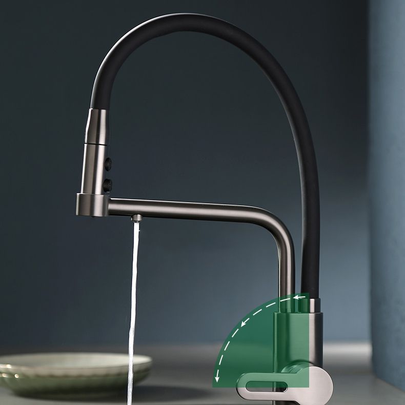Modern Pull Down Single Handle Kitchen Faucet Desk Mounted Faucet Clearhalo 'Home Improvement' 'home_improvement' 'home_improvement_kitchen_faucets' 'Kitchen Faucets' 'Kitchen Remodel & Kitchen Fixtures' 'Kitchen Sinks & Faucet Components' 'kitchen_faucets' 1200x1200_f822d01a-ca88-4266-9c90-e9b57bf08bfd