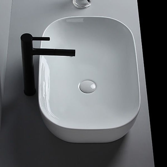 Modern Bathroom Sink Porcelain Solid Color Rectangular Vessel Sink with Pop-Up Drain Clearhalo 'Bathroom Remodel & Bathroom Fixtures' 'Bathroom Sinks & Faucet Components' 'Bathroom Sinks' 'bathroom_sink' 'Home Improvement' 'home_improvement' 'home_improvement_bathroom_sink' 1200x1200_f82837cf-d594-45d6-9498-ce94c2505687