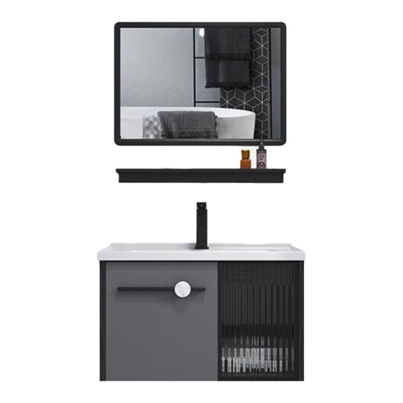 Wall Mount Bath Vanity Set Mirror Grey Rectangle Wood Bathroom Vanity with Single Sink Clearhalo 'Bathroom Remodel & Bathroom Fixtures' 'Bathroom Vanities' 'bathroom_vanities' 'Home Improvement' 'home_improvement' 'home_improvement_bathroom_vanities' 1200x1200_f82ac7d5-5d43-47ed-98bf-9536dbc4a503