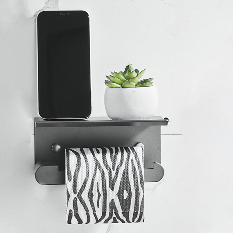 7-Piece Bathroom Hardware Set Matte Black/Gray with Bath Shelf/Towel Bar/Robe Hooks Clearhalo 'Bathroom Hardware Sets' 'Bathroom Hardware' 'Bathroom Remodel & Bathroom Fixtures' 'bathroom_hardware_sets' 'Home Improvement' 'home_improvement' 'home_improvement_bathroom_hardware_sets' 1200x1200_f830e89b-afba-450a-9c65-935e15b1b780