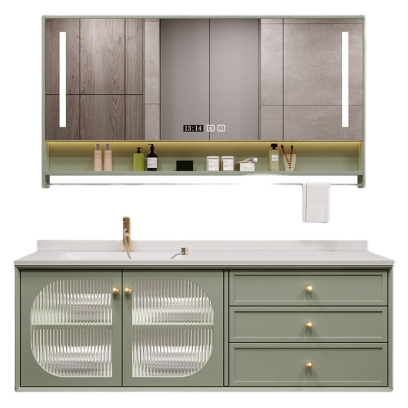 Modern Sink Vanity Solid Color Storage Shelves Wall Mount Bathroom Vanity Set Clearhalo 'Bathroom Remodel & Bathroom Fixtures' 'Bathroom Vanities' 'bathroom_vanities' 'Home Improvement' 'home_improvement' 'home_improvement_bathroom_vanities' 1200x1200_f8353198-2935-4ef0-a780-cea37f1806fa