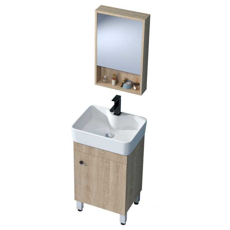 Mirror Vanity Wood Freestanding Rectangle 2 Doors Bathroom Vanity with Single Sink Clearhalo 'Bathroom Remodel & Bathroom Fixtures' 'Bathroom Vanities' 'bathroom_vanities' 'Home Improvement' 'home_improvement' 'home_improvement_bathroom_vanities' 1200x1200_f8444130-8773-4596-83a7-44cfed2386e0