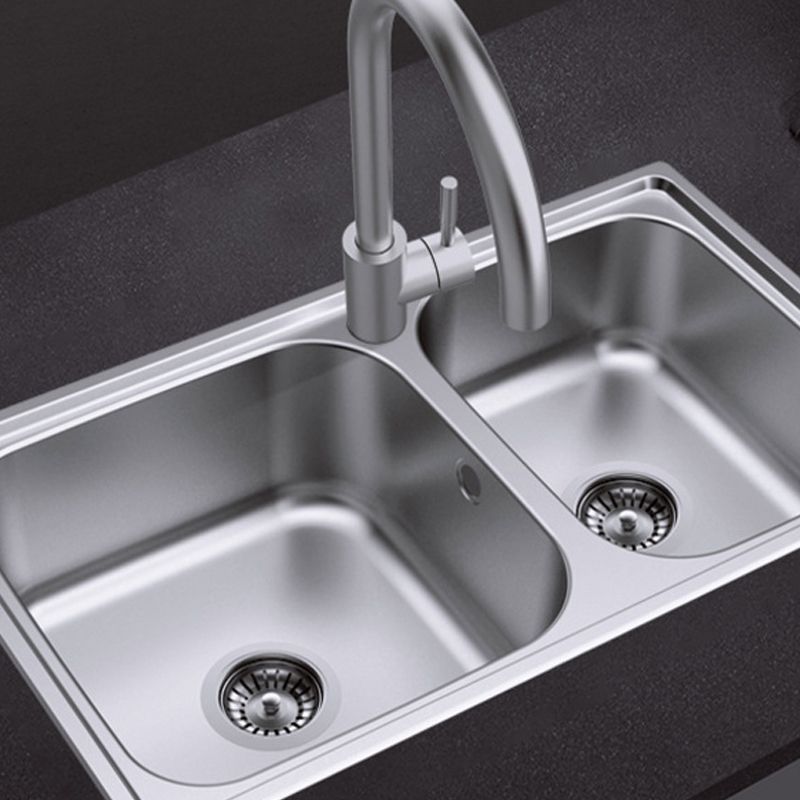 Stainless Steel Kitchen Sink Modern Kitchen Sink with Double Sink(Not Included Faucet) Clearhalo 'Home Improvement' 'home_improvement' 'home_improvement_kitchen_sinks' 'Kitchen Remodel & Kitchen Fixtures' 'Kitchen Sinks & Faucet Components' 'Kitchen Sinks' 'kitchen_sinks' 1200x1200_f84476ef-fe8a-4253-b28b-a70f9d9753a8
