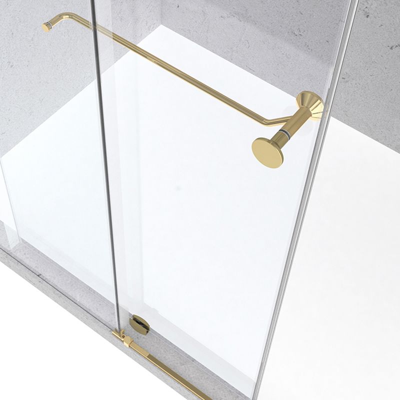 Minimalist Stainless Steel Hanging Wheel Frameless Single Sliding Shower Door Clearhalo 'Bathroom Remodel & Bathroom Fixtures' 'Home Improvement' 'home_improvement' 'home_improvement_shower_tub_doors' 'Shower and Tub Doors' 'shower_tub_doors' 'Showers & Bathtubs' 1200x1200_f84ce132-aa45-489c-b192-ade323326bd8