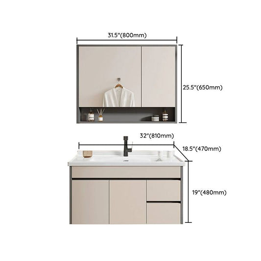 Contemporary Bathroom Sink Vanity Wall Mount Open Shelf with Soft Close Door Clearhalo 'Bathroom Remodel & Bathroom Fixtures' 'Bathroom Vanities' 'bathroom_vanities' 'Home Improvement' 'home_improvement' 'home_improvement_bathroom_vanities' 1200x1200_f8563aab-82af-4499-9283-4a19db08a1f1