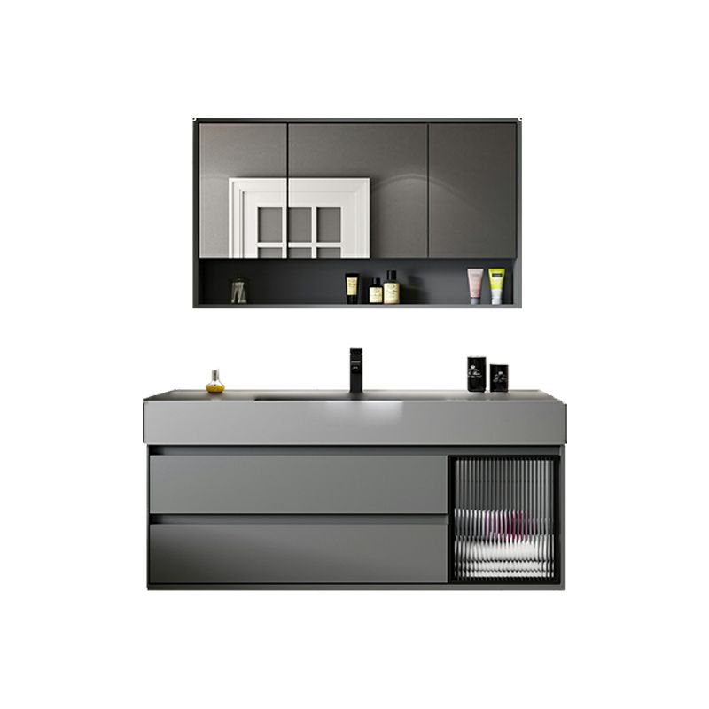 Wood Grey Wall-Mounted Modern Bathroom Vanity Set with Soft Close Door Clearhalo 'Bathroom Remodel & Bathroom Fixtures' 'Bathroom Vanities' 'bathroom_vanities' 'Home Improvement' 'home_improvement' 'home_improvement_bathroom_vanities' 1200x1200_f85db4cf-1bcb-4f1a-9028-c1df7db2dbe9