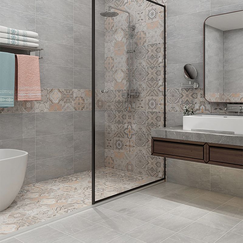Morocco Square Tile Flower Pattern Singular Tile for Bathroom Clearhalo 'Floor Tiles & Wall Tiles' 'floor_tiles_wall_tiles' 'Flooring 'Home Improvement' 'home_improvement' 'home_improvement_floor_tiles_wall_tiles' Walls and Ceiling' 1200x1200_f866ce43-23ca-4172-af25-a6855dcf2c37