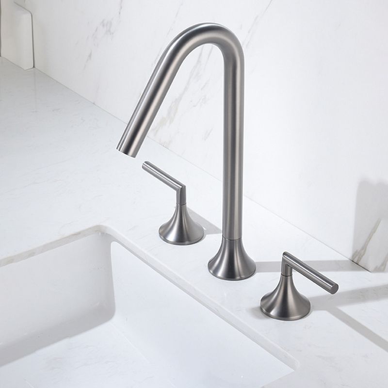 13 Inches Swivel Widespread Bathroom Faucet with Drain 2-Handle Bathroom Sink Faucet Clearhalo 'Bathroom Remodel & Bathroom Fixtures' 'Bathroom Sink Faucets' 'Bathroom Sinks & Faucet Components' 'bathroom_sink_faucets' 'Home Improvement' 'home_improvement' 'home_improvement_bathroom_sink_faucets' 1200x1200_f86c2201-eb36-4746-b054-aea9f297eb66