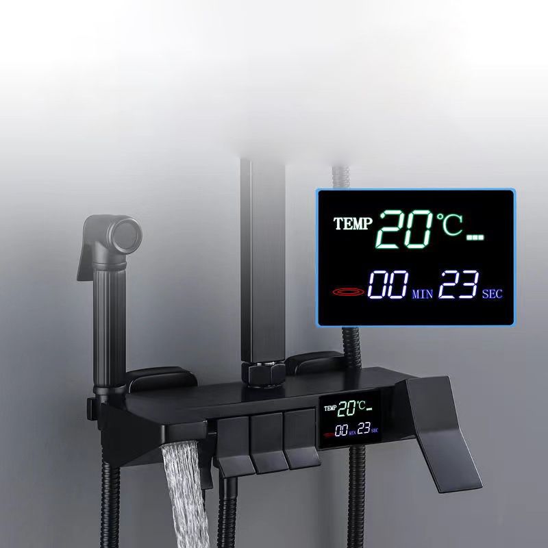 Square Metal Shower System Volume Control Dual Shower Head Shower Faucet with Shower Arm Clearhalo 'Bathroom Remodel & Bathroom Fixtures' 'Home Improvement' 'home_improvement' 'home_improvement_shower_faucets' 'Shower Faucets & Systems' 'shower_faucets' 'Showers & Bathtubs Plumbing' 'Showers & Bathtubs' 1200x1200_f86f0aa1-3827-484e-8dae-2270c09c5d08