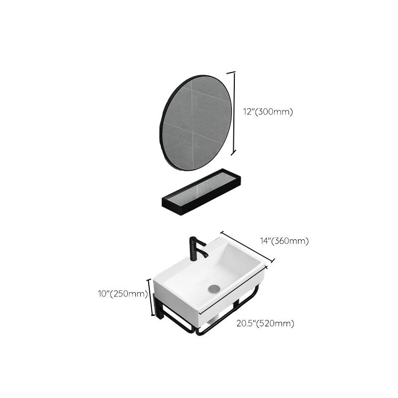 Bathroom Sink Ceramic White Wall-mounted Rod Handle Faucet Sink Clearhalo 'Bathroom Remodel & Bathroom Fixtures' 'Bathroom Sinks & Faucet Components' 'Bathroom Sinks' 'bathroom_sink' 'Home Improvement' 'home_improvement' 'home_improvement_bathroom_sink' 1200x1200_f871289e-36f1-45d9-9f28-1de4b5ea77c2