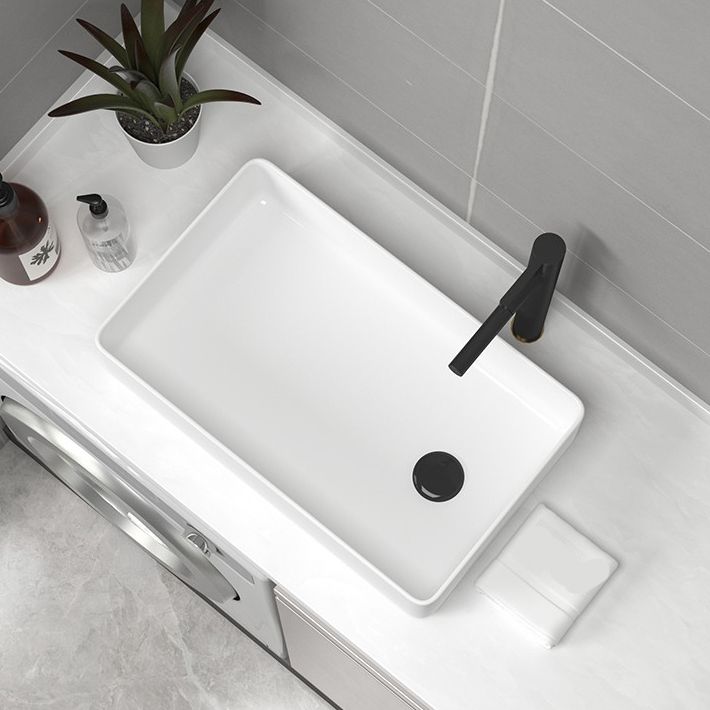 Contemporary Bathroom Sink Pop-Up Drain Porcelain Rectangular Vessel Sink Clearhalo 'Bathroom Remodel & Bathroom Fixtures' 'Bathroom Sinks & Faucet Components' 'Bathroom Sinks' 'bathroom_sink' 'Home Improvement' 'home_improvement' 'home_improvement_bathroom_sink' 1200x1200_f8781c8c-c5ba-4418-92e2-5f918bf393b0