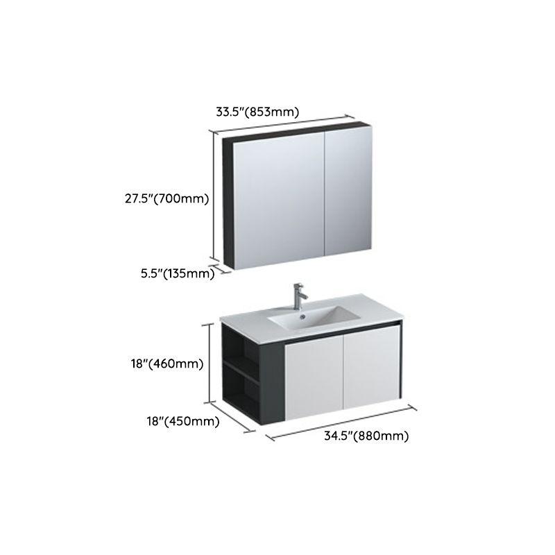 Trendy Bathroom Vanity Set 2 Doors Wall Mount Open Shelf Faucet Included Clearhalo 'Bathroom Remodel & Bathroom Fixtures' 'Bathroom Vanities' 'bathroom_vanities' 'Home Improvement' 'home_improvement' 'home_improvement_bathroom_vanities' 1200x1200_f8853269-89d4-438e-81a6-df4d9bfcb814