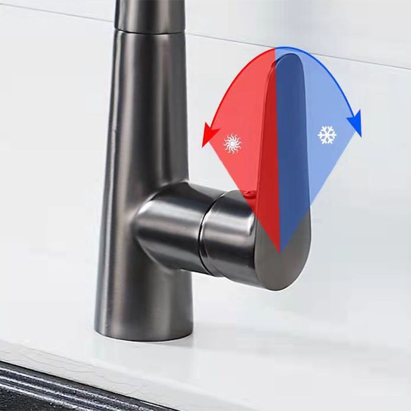 Modern 1-Handle Faucet Pull down Stainless Steel Standard Kitchen Faucet Clearhalo 'Home Improvement' 'home_improvement' 'home_improvement_kitchen_faucets' 'Kitchen Faucets' 'Kitchen Remodel & Kitchen Fixtures' 'Kitchen Sinks & Faucet Components' 'kitchen_faucets' 1200x1200_f8857d6c-0b6c-475e-9038-be3f724976cf