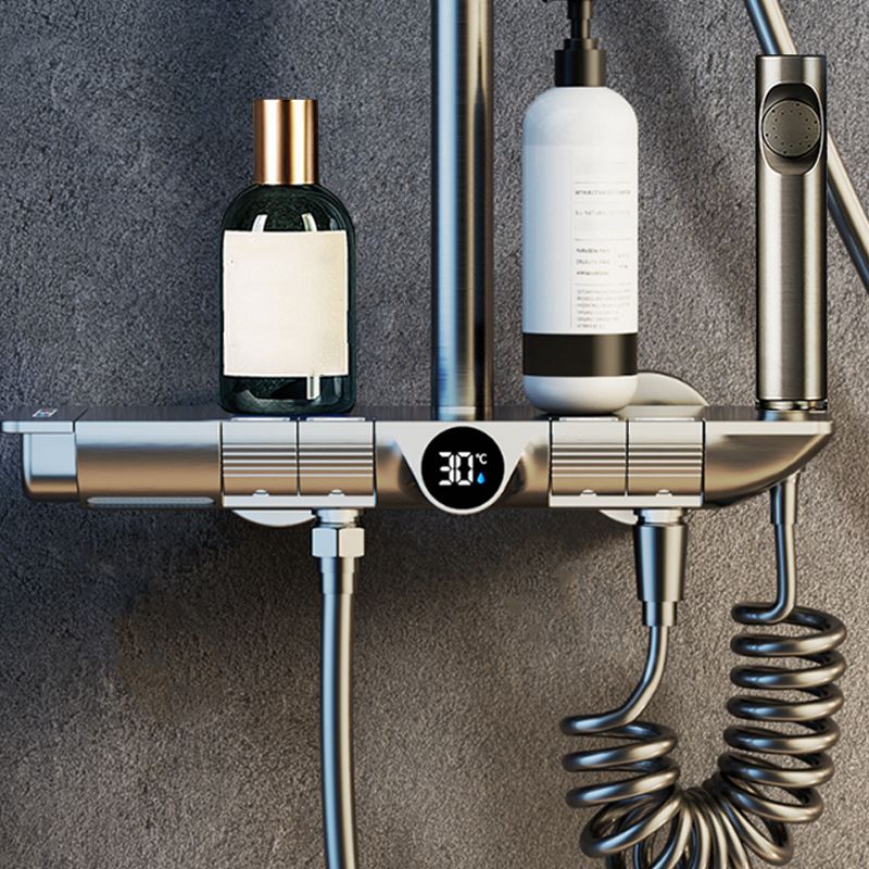 Modern Shower Head Combo Brass Adjustable Spray Pattern Shower System Clearhalo 'Bathroom Remodel & Bathroom Fixtures' 'Home Improvement' 'home_improvement' 'home_improvement_shower_faucets' 'Shower Faucets & Systems' 'shower_faucets' 'Showers & Bathtubs Plumbing' 'Showers & Bathtubs' 1200x1200_f88e2d74-28f6-43fe-b990-cb6ec26d8504