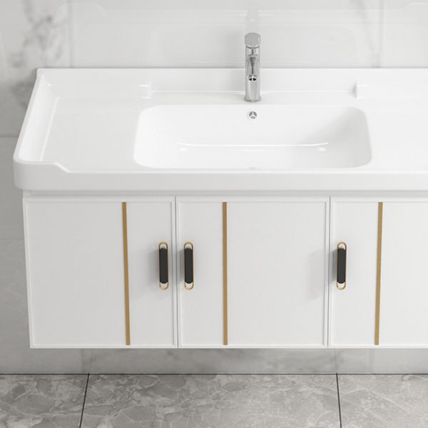 Modern Wall-mounted White Sink Ceramic Faucet Drawers Vanity Set with Mirror Clearhalo 'Bathroom Remodel & Bathroom Fixtures' 'Bathroom Vanities' 'bathroom_vanities' 'Home Improvement' 'home_improvement' 'home_improvement_bathroom_vanities' 1200x1200_f89915be-9ac4-4018-a572-0f37d477e2dc