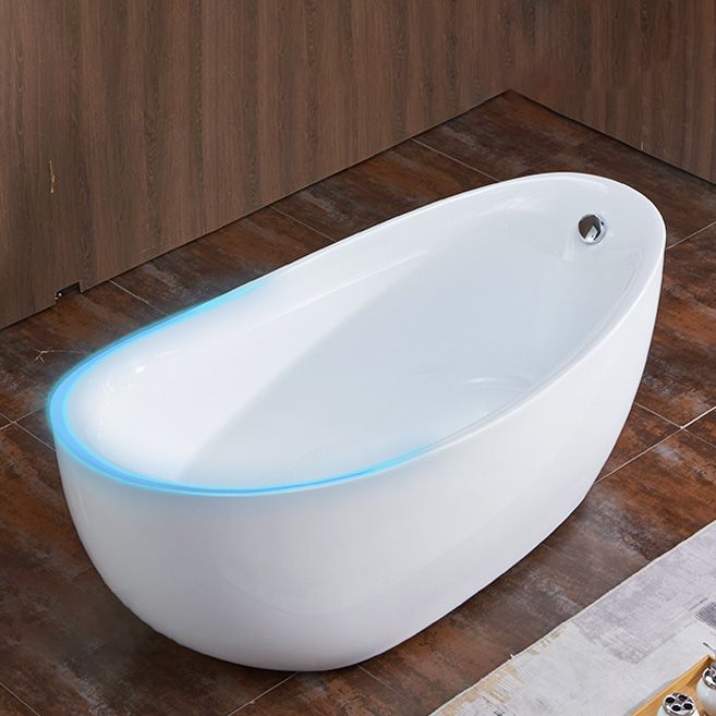 Modern Stand Alone Bathtub White Oval Acrylic Soaking Back to Wall Bath Clearhalo 'Bathroom Remodel & Bathroom Fixtures' 'Bathtubs' 'Home Improvement' 'home_improvement' 'home_improvement_bathtubs' 'Showers & Bathtubs' 1200x1200_f8a6bd77-a79a-46b3-8071-8c5f8f7ba490