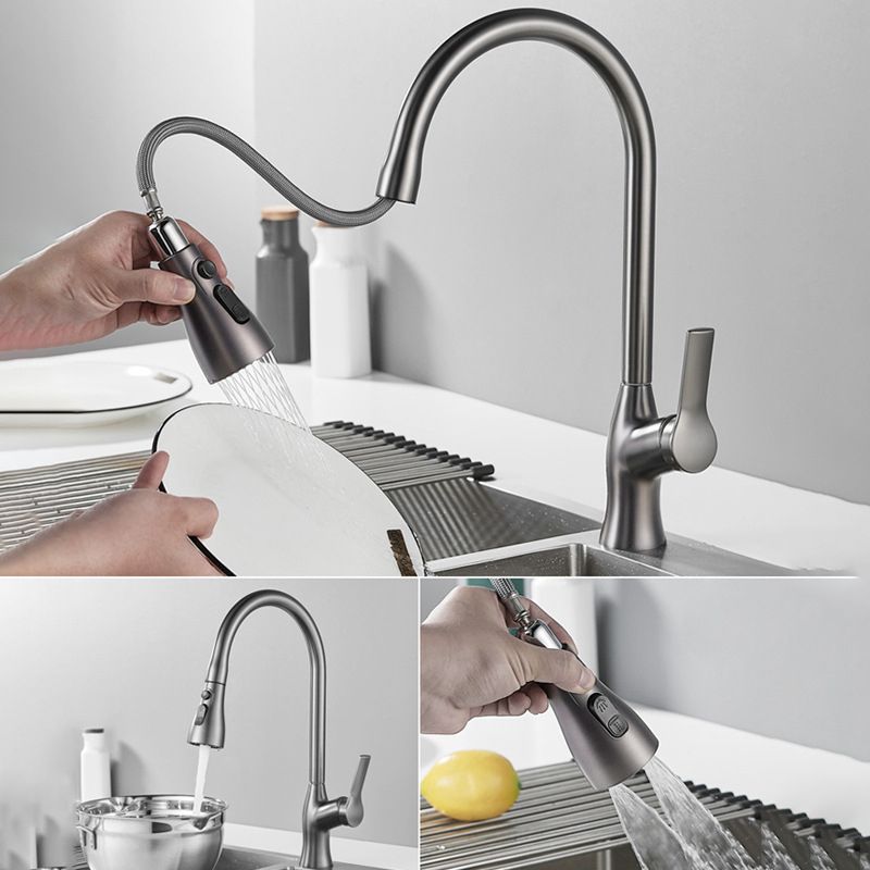 Modern 1-Handle Faucet Copper Pull down with Water Dispenser Standard Kitchen Faucet Clearhalo 'Home Improvement' 'home_improvement' 'home_improvement_kitchen_faucets' 'Kitchen Faucets' 'Kitchen Remodel & Kitchen Fixtures' 'Kitchen Sinks & Faucet Components' 'kitchen_faucets' 1200x1200_f8ba3a5b-5ce9-46f4-9285-e4b84c3f1b4d