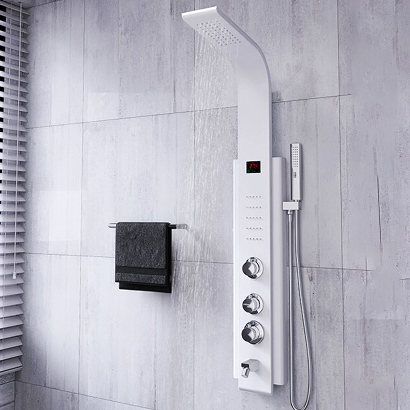 White Shower Screen Set Smart Constant Temperature Bathroom Waterfall Rain Shower Head Clearhalo 'Bathroom Remodel & Bathroom Fixtures' 'Home Improvement' 'home_improvement' 'home_improvement_shower_faucets' 'Shower Faucets & Systems' 'shower_faucets' 'Showers & Bathtubs Plumbing' 'Showers & Bathtubs' 1200x1200_f8cabf9c-3e61-4d13-a7c0-cff4f5ee31bc