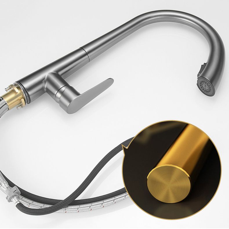 Modern Style Kitchen Faucet Copper 1-Handle High Arc Retractable Kitchen Faucet Clearhalo 'Home Improvement' 'home_improvement' 'home_improvement_kitchen_faucets' 'Kitchen Faucets' 'Kitchen Remodel & Kitchen Fixtures' 'Kitchen Sinks & Faucet Components' 'kitchen_faucets' 1200x1200_f9063bc2-daa4-4fec-b262-1bc7fef83c16