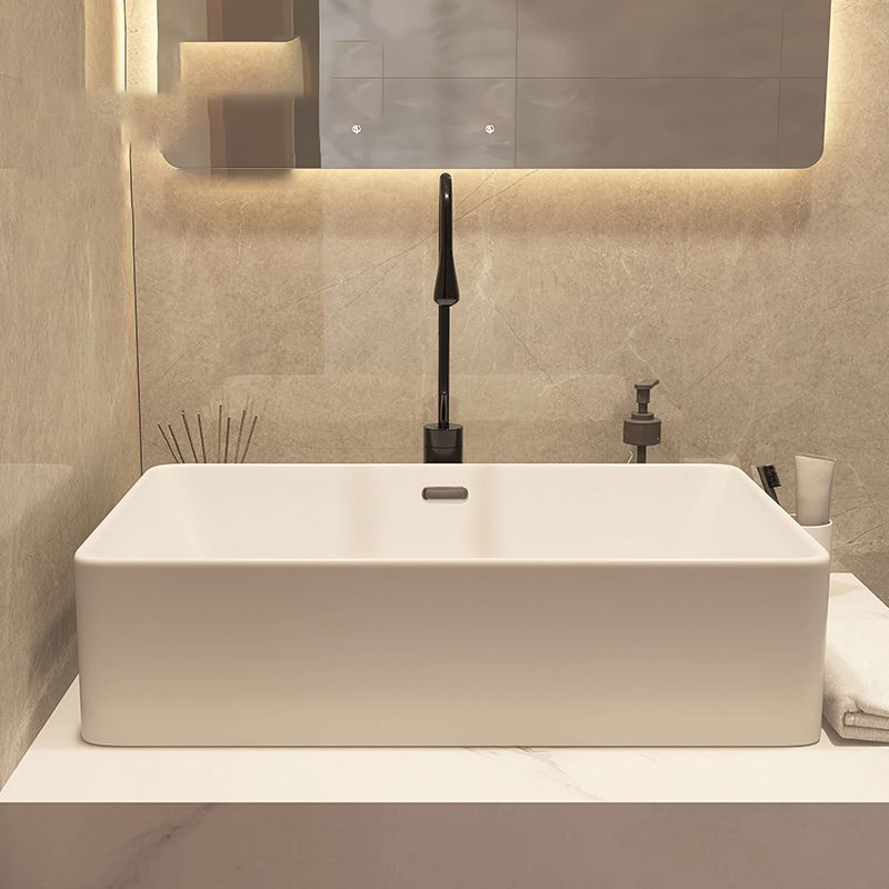 Modern Style White Bathroom Sink Rectangle Ceramic Bathroom Sink Clearhalo 'Bathroom Remodel & Bathroom Fixtures' 'Bathroom Sinks & Faucet Components' 'Bathroom Sinks' 'bathroom_sink' 'Home Improvement' 'home_improvement' 'home_improvement_bathroom_sink' 1200x1200_f918eb52-bb17-4f9b-8449-d1a266c7e6d6