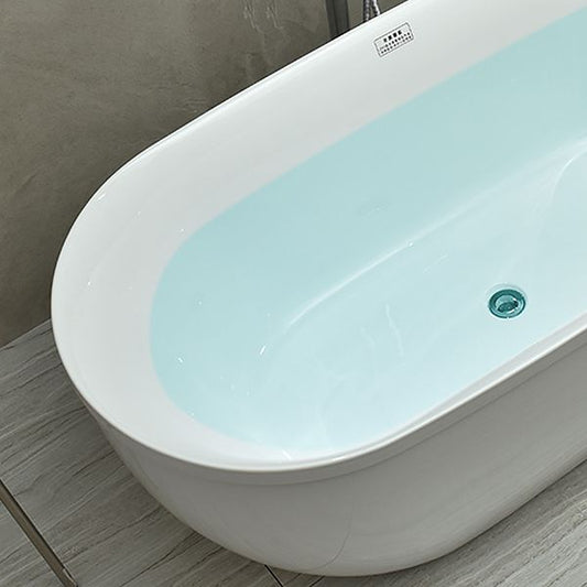 Modern Stand Alone Oval Bath Acrylic Soaking Back to Wall White Bathtub Clearhalo 'Bathroom Remodel & Bathroom Fixtures' 'Bathtubs' 'Home Improvement' 'home_improvement' 'home_improvement_bathtubs' 'Showers & Bathtubs' 1200x1200_f9288c5d-a0a0-44b4-9df2-6e4c4ff7d0e3