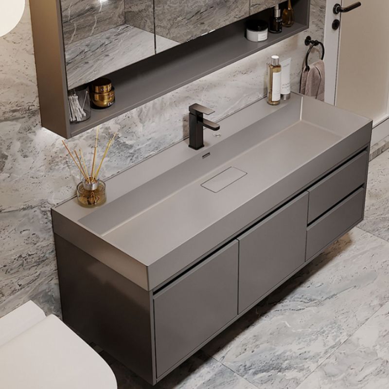 Grey Solid Wood Modern Wall Mounted Standard Bathroom Vanity Set Clearhalo 'Bathroom Remodel & Bathroom Fixtures' 'Bathroom Vanities' 'bathroom_vanities' 'Home Improvement' 'home_improvement' 'home_improvement_bathroom_vanities' 1200x1200_f92fac79-e7b7-4133-90a2-17c20cae0e80