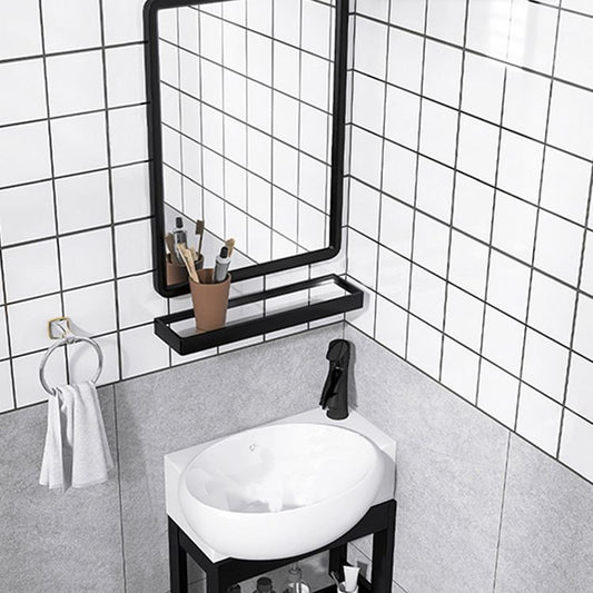Contemporary Bathroom Sink Vanity Metal Wall-Mounted Bathroom Sink Vanity Clearhalo 'Bathroom Remodel & Bathroom Fixtures' 'Bathroom Vanities' 'bathroom_vanities' 'Home Improvement' 'home_improvement' 'home_improvement_bathroom_vanities' 1200x1200_f9319c58-60cf-412c-bd14-d332e94ed260