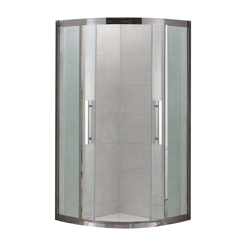Shower Enclosure Semi-Frameless Double Sliding Neo-Angle Black Door Handles Shower Stall Clearhalo 'Bathroom Remodel & Bathroom Fixtures' 'Home Improvement' 'home_improvement' 'home_improvement_shower_stalls_enclosures' 'Shower Stalls & Enclosures' 'shower_stalls_enclosures' 'Showers & Bathtubs' 1200x1200_f9410ce3-954a-4a92-b00f-83e21fa4ee44