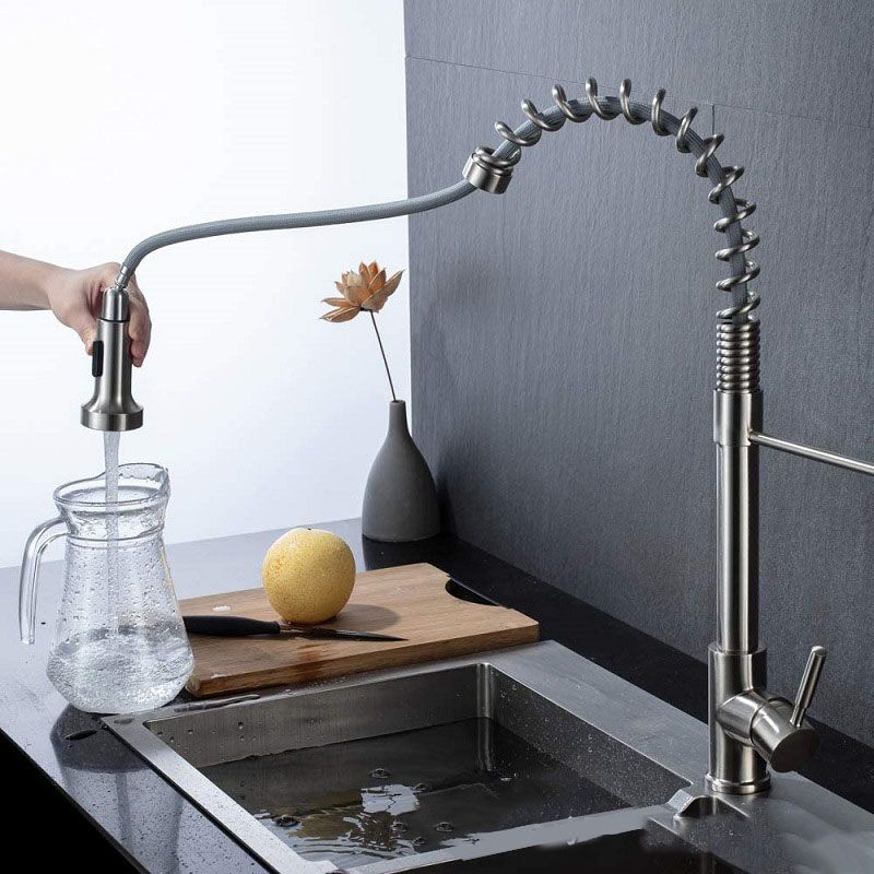 Modern Farmhouse Faucet One Handle High Arch Kitchen Faucet with Pull out Sprayer Clearhalo 'Home Improvement' 'home_improvement' 'home_improvement_kitchen_faucets' 'Kitchen Faucets' 'Kitchen Remodel & Kitchen Fixtures' 'Kitchen Sinks & Faucet Components' 'kitchen_faucets' 1200x1200_f955908a-cd84-49d9-8c64-b5eb3165b338