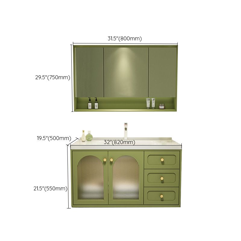 2 Doors Bath Vanity Drawers Mirror Wall Mount Rectangle Single Sink Wood Frame Vanity Clearhalo 'Bathroom Remodel & Bathroom Fixtures' 'Bathroom Vanities' 'bathroom_vanities' 'Home Improvement' 'home_improvement' 'home_improvement_bathroom_vanities' 1200x1200_f957ed5f-237e-48b8-b904-f1a63a400f91