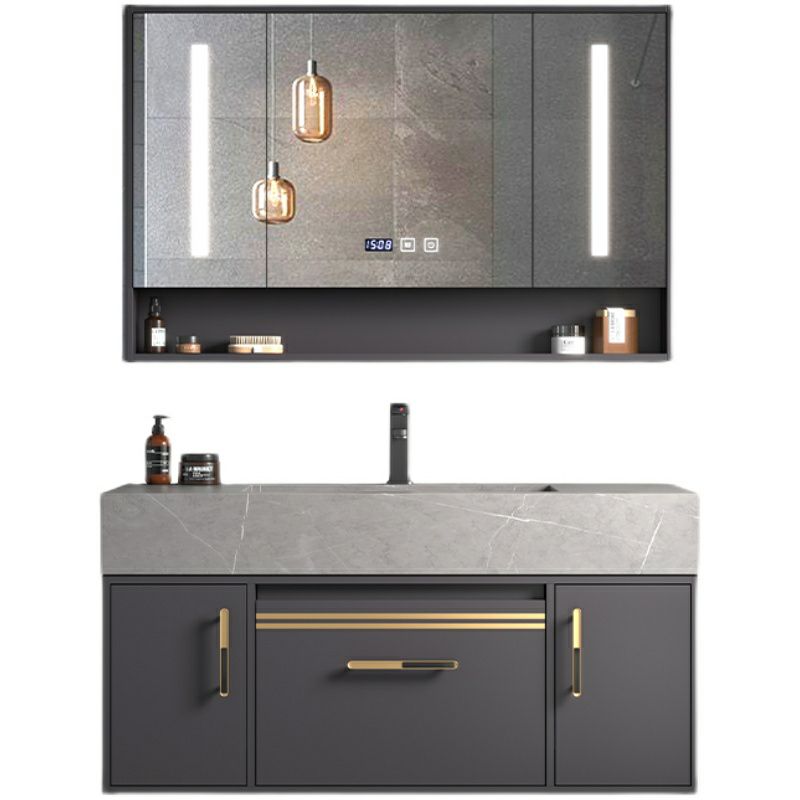 Modern Wall Mount Wood Bathroom Vanity Set in Grey with Mirror Doors Clearhalo 'Bathroom Remodel & Bathroom Fixtures' 'Bathroom Vanities' 'bathroom_vanities' 'Home Improvement' 'home_improvement' 'home_improvement_bathroom_vanities' 1200x1200_f95b9662-c896-4de5-90bc-fa5cc1aec1ff