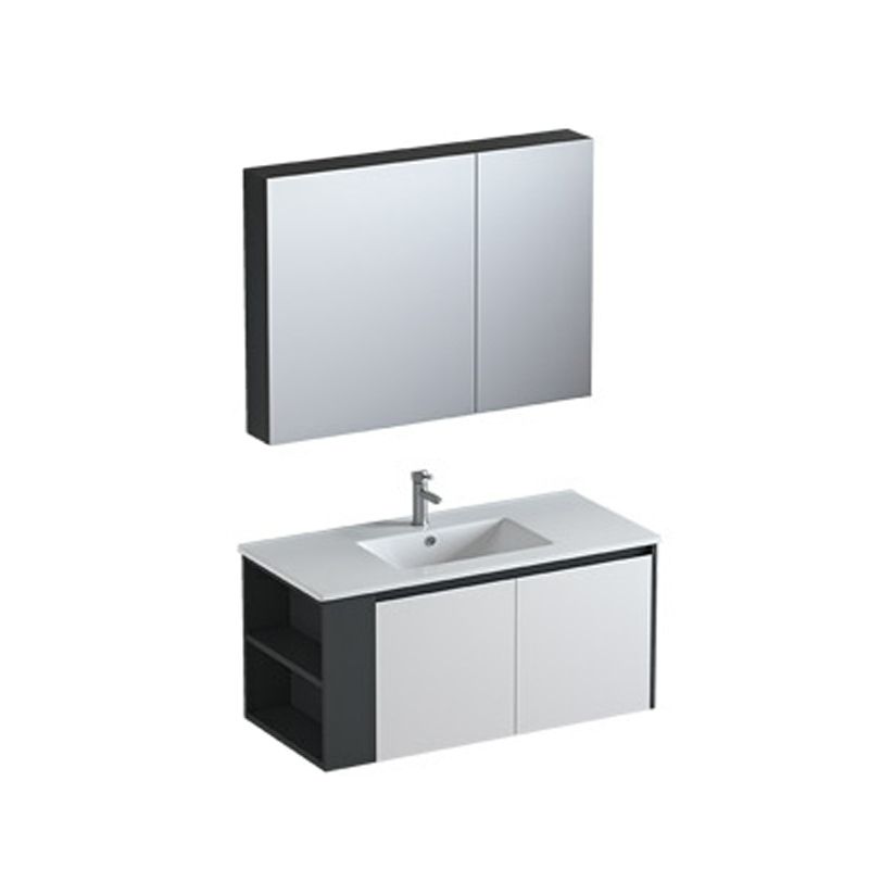 Trendy Bathroom Vanity Set 2 Doors Wall Mount Open Shelf Faucet Included Clearhalo 'Bathroom Remodel & Bathroom Fixtures' 'Bathroom Vanities' 'bathroom_vanities' 'Home Improvement' 'home_improvement' 'home_improvement_bathroom_vanities' 1200x1200_f976502f-90e9-46ab-9018-f741a23b89d1