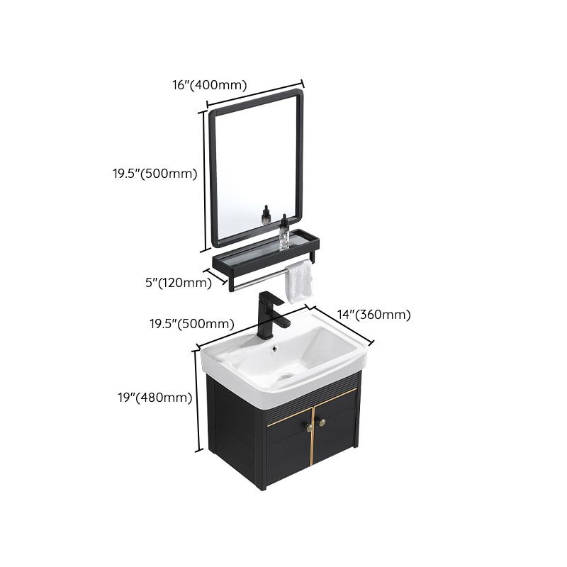 Modern Metal Wall Mount Sink Vanity Single Sink with Doors for Bathroom Clearhalo 'Bathroom Remodel & Bathroom Fixtures' 'Bathroom Vanities' 'bathroom_vanities' 'Home Improvement' 'home_improvement' 'home_improvement_bathroom_vanities' 1200x1200_f9869210-ffa1-4674-82bd-6f9826796ee6