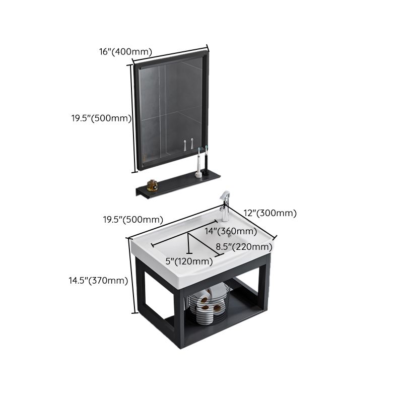 Bathroom Sink Vanity Rectangular Sink Storage Shelf Sink Vanity Clearhalo 'Bathroom Remodel & Bathroom Fixtures' 'Bathroom Vanities' 'bathroom_vanities' 'Home Improvement' 'home_improvement' 'home_improvement_bathroom_vanities' 1200x1200_f98c28f8-e110-455d-a85d-772a9708003d