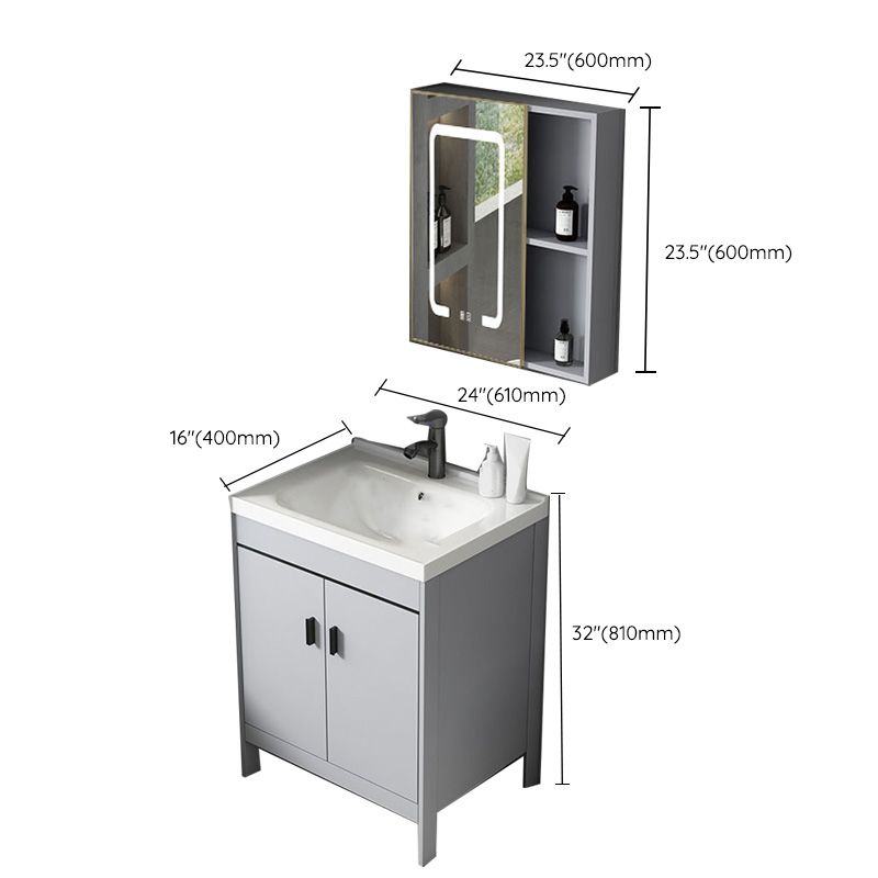 Contemporary Sink Vanity Freestanding Mirror Cabinet Open Console with Sink Set Clearhalo 'Bathroom Remodel & Bathroom Fixtures' 'Bathroom Vanities' 'bathroom_vanities' 'Home Improvement' 'home_improvement' 'home_improvement_bathroom_vanities' 1200x1200_f98e9b5d-1ac7-4b13-9520-aad1f5667d6a