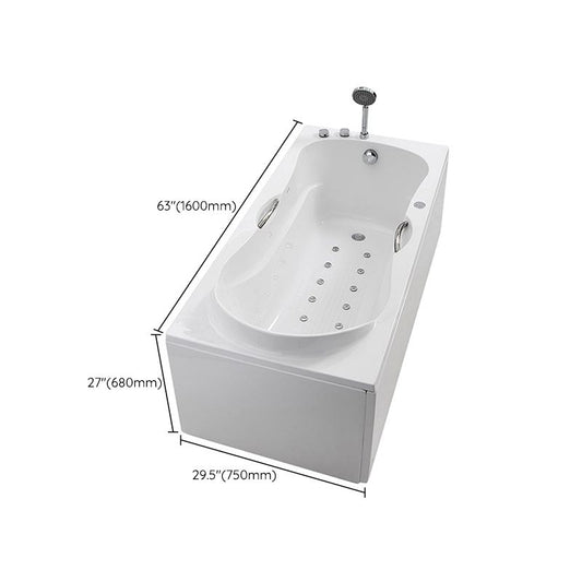 Modern Rectangular White Bathtub Back to Wall with Drain Bath Tub Clearhalo 'Bathroom Remodel & Bathroom Fixtures' 'Bathtubs' 'Home Improvement' 'home_improvement' 'home_improvement_bathtubs' 'Showers & Bathtubs' 1200x1200_f99c7559-fa8d-4638-afa2-d7d739ecda44