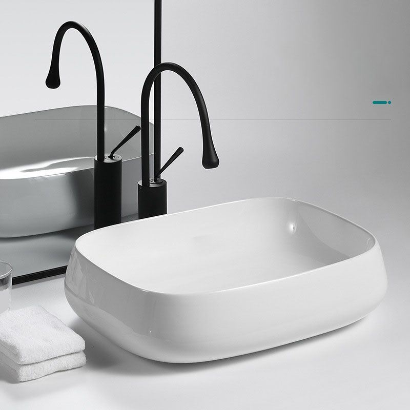 Porcelain Vessel Lavatory Sink Rectangular Shape Bathroom Sink Clearhalo 'Bathroom Remodel & Bathroom Fixtures' 'Bathroom Sinks & Faucet Components' 'Bathroom Sinks' 'bathroom_sink' 'Home Improvement' 'home_improvement' 'home_improvement_bathroom_sink' 1200x1200_f9d570d3-84b9-41a4-83b8-e88d2e625297
