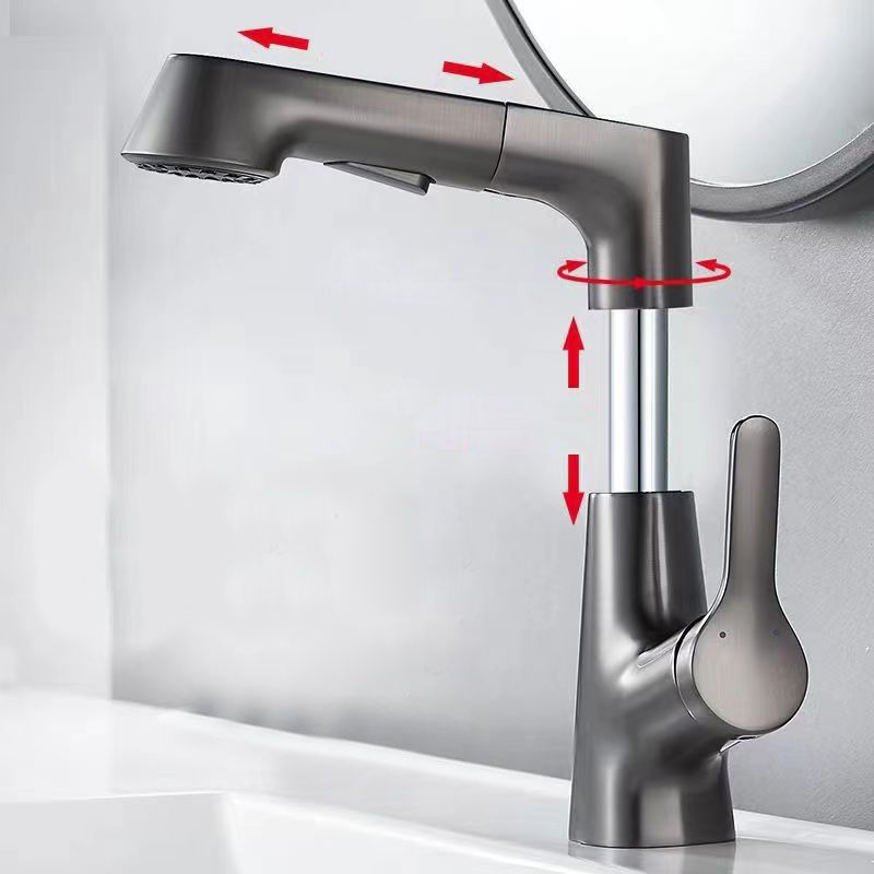 Modern Vessel Sink Faucet Lever Handle Copper Low Arc Retractable Vessel Faucet Clearhalo 'Bathroom Remodel & Bathroom Fixtures' 'Bathroom Sink Faucets' 'Bathroom Sinks & Faucet Components' 'bathroom_sink_faucets' 'Home Improvement' 'home_improvement' 'home_improvement_bathroom_sink_faucets' 1200x1200_f9eca394-240b-46e8-b863-669fe6adeb00