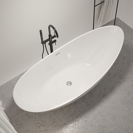Modern Ellipse Acrylic Bathtub Freestand Soaking Bathtub with Drain Bath Tub Clearhalo 'Bathroom Remodel & Bathroom Fixtures' 'Bathtubs' 'Home Improvement' 'home_improvement' 'home_improvement_bathtubs' 'Showers & Bathtubs' 1200x1200_f9ecc9b7-e524-414d-a8a0-9f9eacff235c