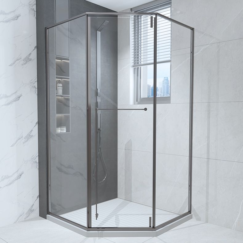 Framed Pivot Shower Enclosure Clear Matt Black Shower Enclosure Clearhalo 'Bathroom Remodel & Bathroom Fixtures' 'Home Improvement' 'home_improvement' 'home_improvement_shower_stalls_enclosures' 'Shower Stalls & Enclosures' 'shower_stalls_enclosures' 'Showers & Bathtubs' 1200x1200_f9ff6eba-0fec-48f7-8dc0-c2ff85ec9271