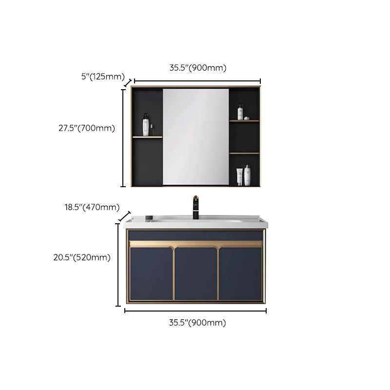 Bath Vanity Set Wall Mount Single Sink Blue Glam Metal Faucet Included Vanity Set Clearhalo 'Bathroom Remodel & Bathroom Fixtures' 'Bathroom Vanities' 'bathroom_vanities' 'Home Improvement' 'home_improvement' 'home_improvement_bathroom_vanities' 1200x1200_fa04441f-0d16-43bd-b1fc-b1e32bc25fcf