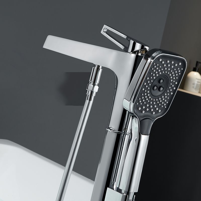 Bathroom Faucet Floor Standing Handheld Shower Head Rod Handle Faucet Clearhalo 'Bathroom Remodel & Bathroom Fixtures' 'Bathtub Faucets' 'bathtub_faucets' 'Home Improvement' 'home_improvement' 'home_improvement_bathtub_faucets' 1200x1200_fa30d48d-ef2e-41bf-a7c4-8b388c72a779