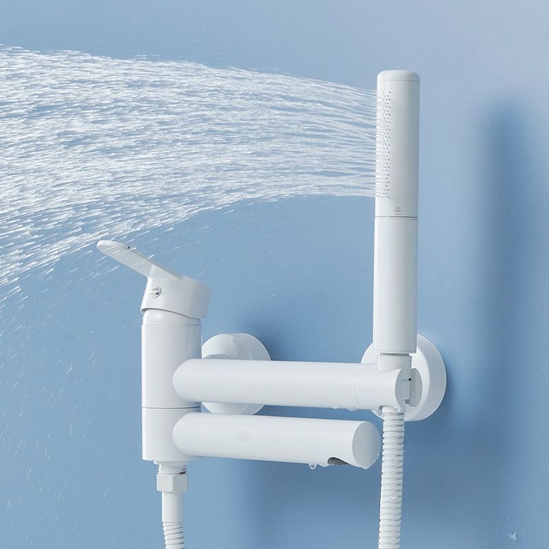 Metal Modern Bathroom Faucet White Single Handle Bath Filler Trim Clearhalo 'Bathroom Remodel & Bathroom Fixtures' 'Bathtub Faucets' 'bathtub_faucets' 'Home Improvement' 'home_improvement' 'home_improvement_bathtub_faucets' 1200x1200_fa3b9146-5aa9-4e6f-b8c2-a159d1e3b5a9