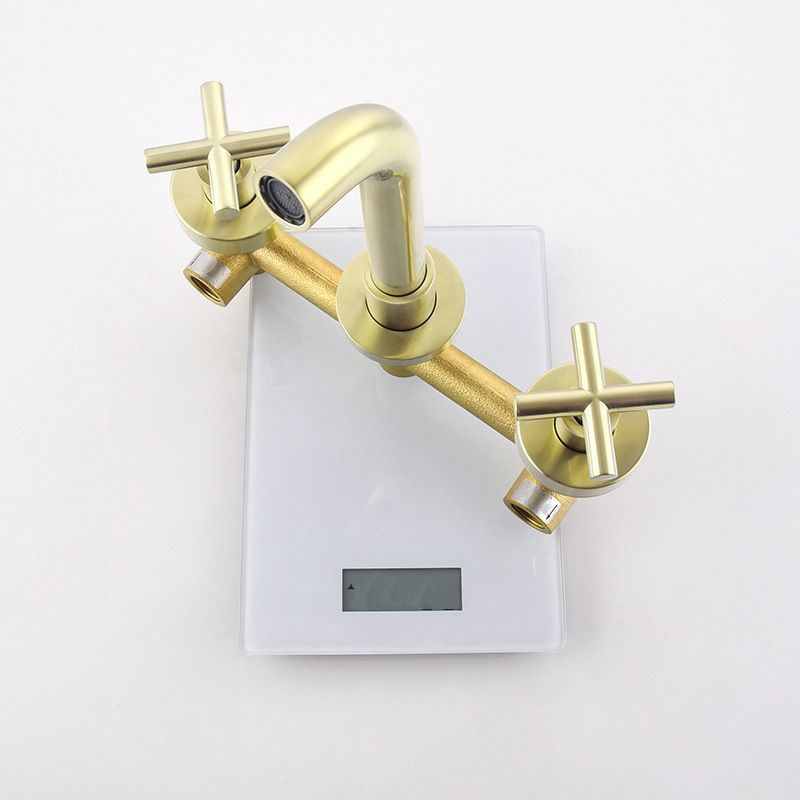 Glam Centerset Faucet Brass Cross Handles 3 Holes Wall Mounted Bathroom Faucet Clearhalo 'Bathroom Remodel & Bathroom Fixtures' 'Bathroom Sink Faucets' 'Bathroom Sinks & Faucet Components' 'bathroom_sink_faucets' 'Home Improvement' 'home_improvement' 'home_improvement_bathroom_sink_faucets' 1200x1200_fa4f8c6b-a0e0-48f3-9a5a-001950fb0c87