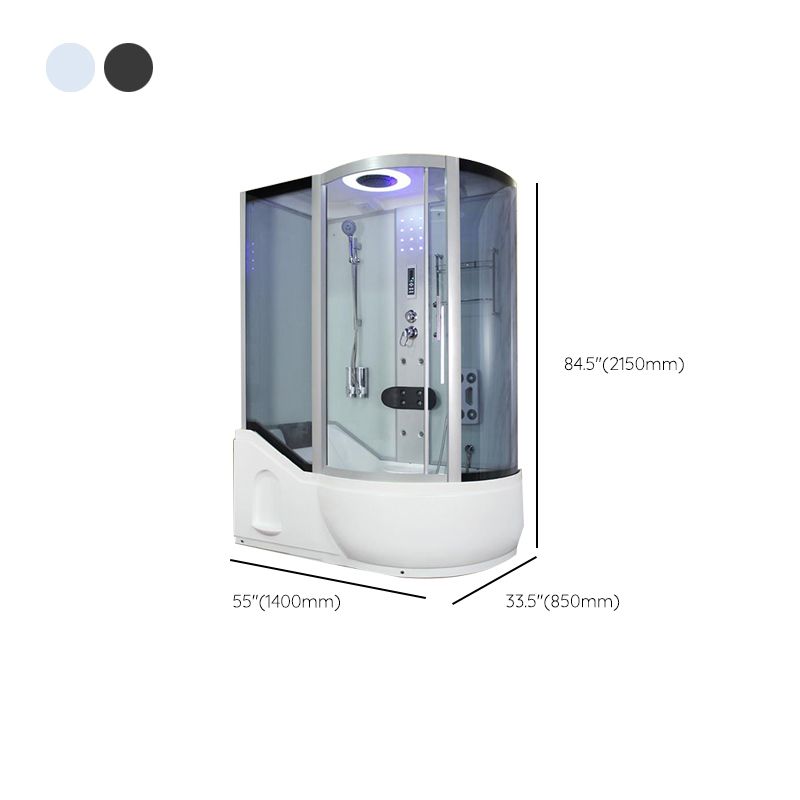 Double Sliding White Shower Kit Tinted Framed Tub & Shower Kit Clearhalo 'Bathroom Remodel & Bathroom Fixtures' 'Home Improvement' 'home_improvement' 'home_improvement_shower_stalls_enclosures' 'Shower Stalls & Enclosures' 'shower_stalls_enclosures' 'Showers & Bathtubs' 1200x1200_fa7505b4-2489-4ce7-a729-0cbf2a42d75f